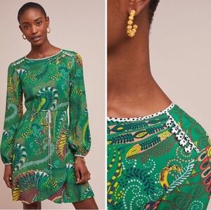 Maeve Green Patterned Long Sleeve Dress